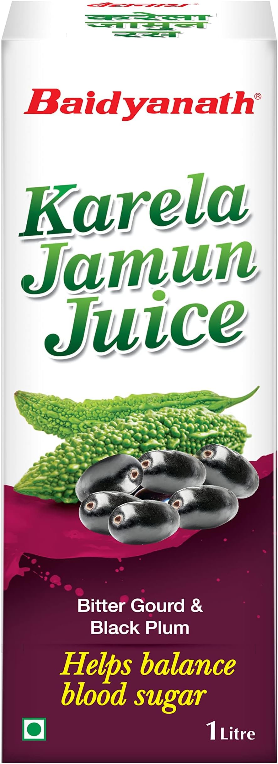 Baidyanath Ayurved Karela Jamun Juice 1L | Natural Remedy For Blood Sugar Management | Helps in Reducing the Bad Cholesterol Levels & Improves overall Health and Wellness
