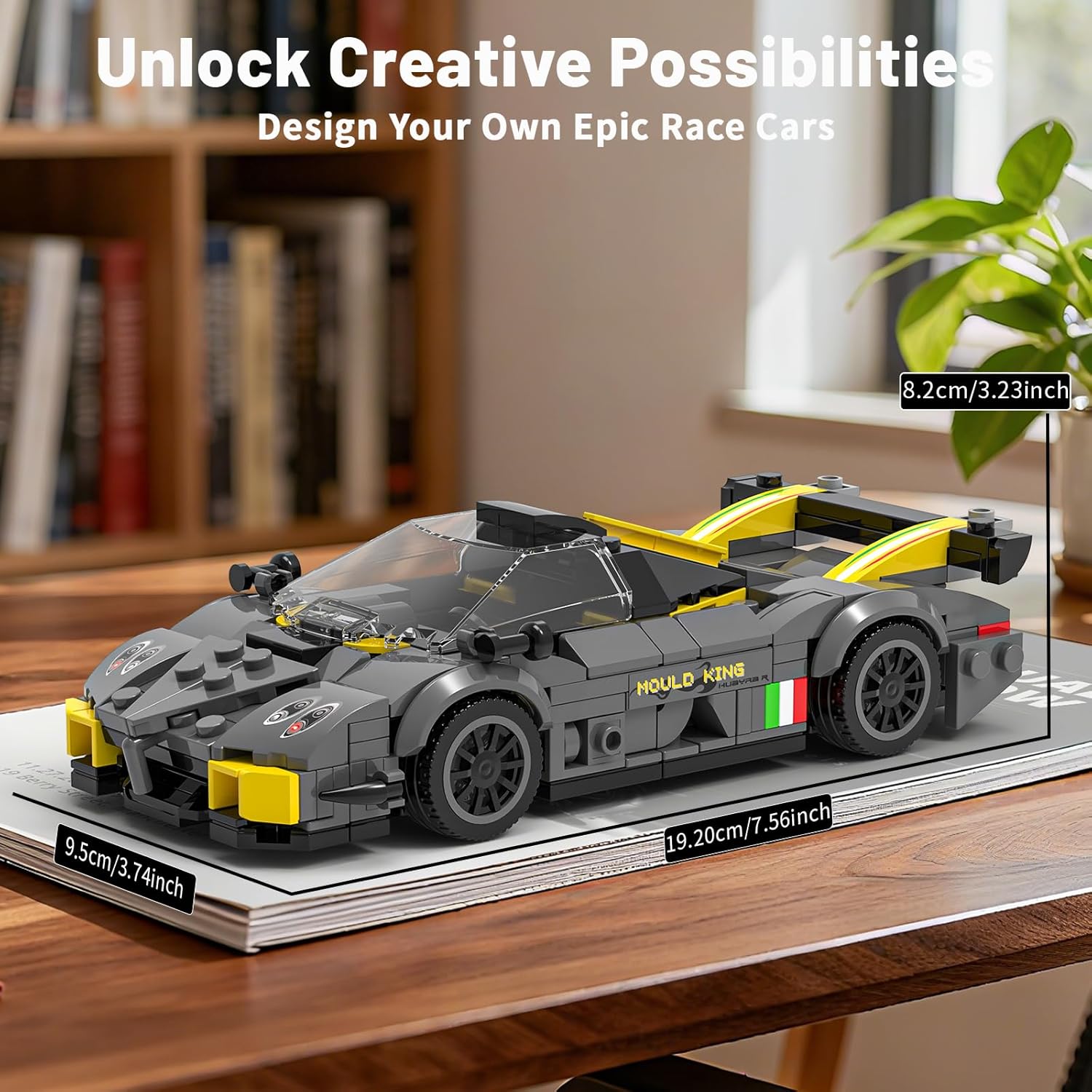 Mould King 27092 Huayra R Speed Champion Technik Car Building Set & Display Case, MOC Classic Race Cars Birthday Gifts for Adults/Teens, Creative Cool Vehicles Model Toys for Fans Age 14+ (390Pcs)