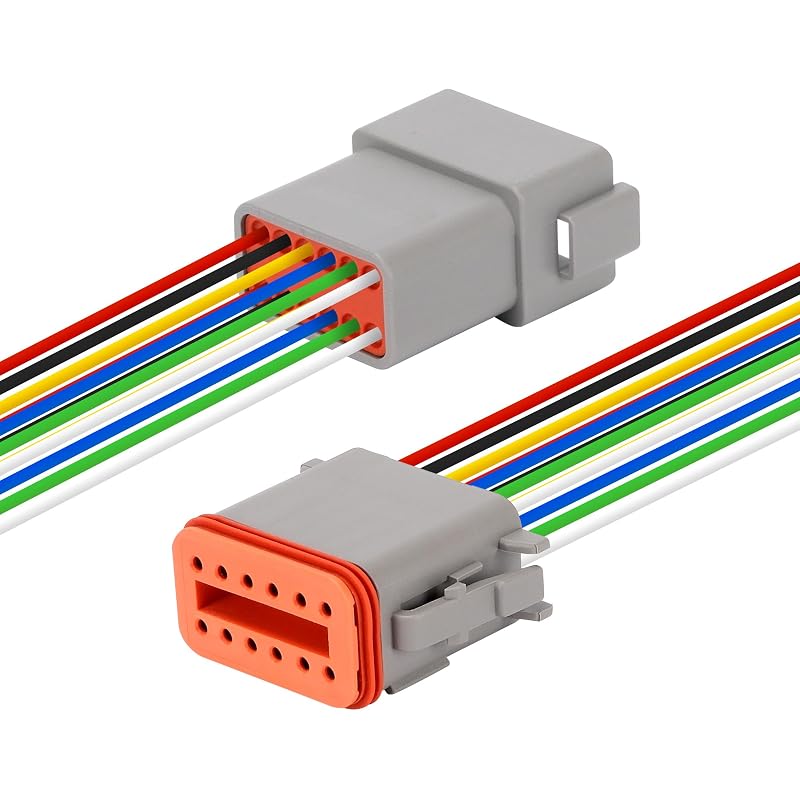 Kit de Conectores Elétricos Deutsch DT de 12 Pinos, Macho e Fêmea, IP67, TOKCKYBL, 1 conjunto