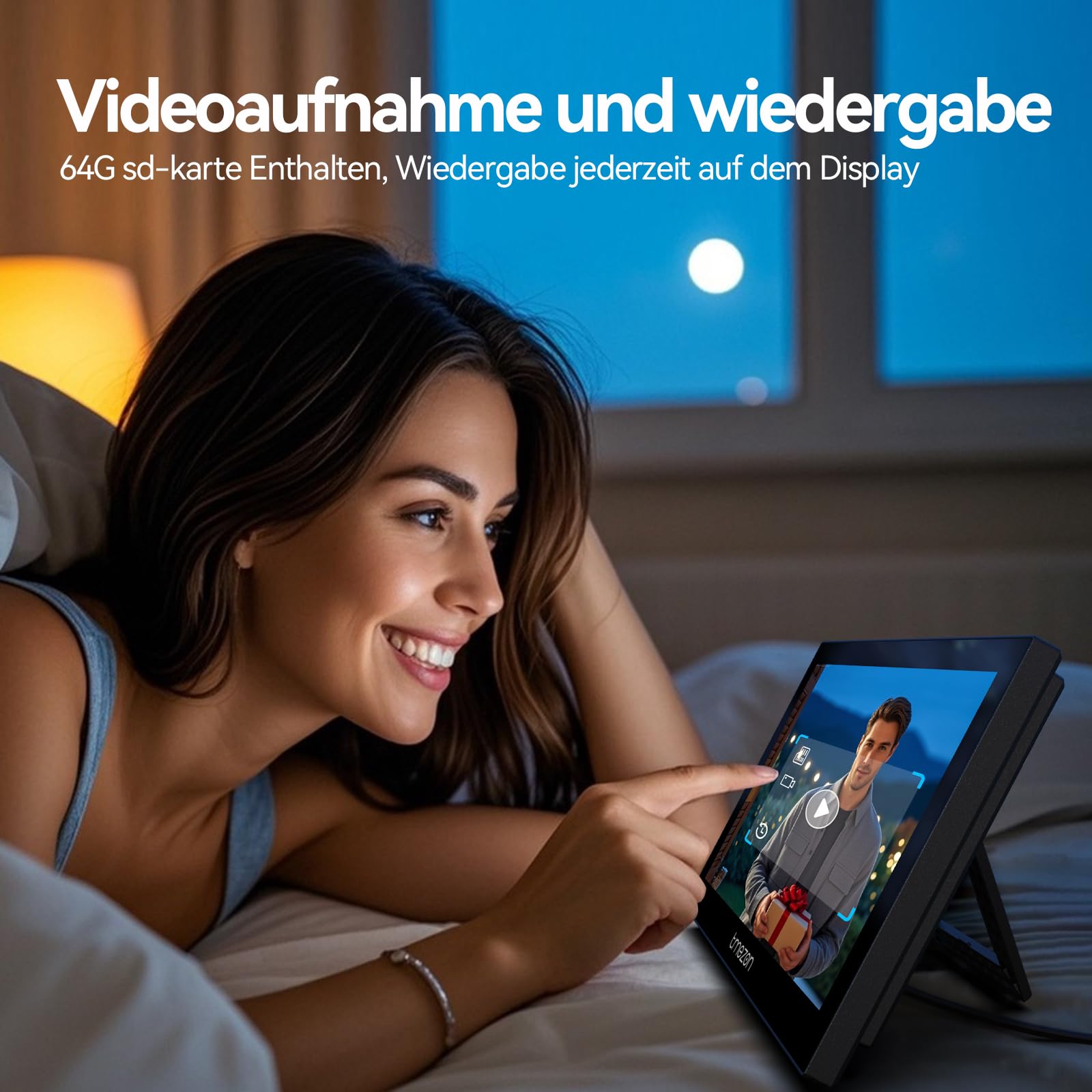 TMEZON WLAN Kabellose Video Türsprechanlage mit 7" Touchscreen, Türklingel mit Kamera & Solarbetrieb, 1080P HD, 160° Weitwinkel, Zwei-Wege-Audio, PIR-Bewegungserkennung, App-Steuerung,2,4/5GHz WiFi