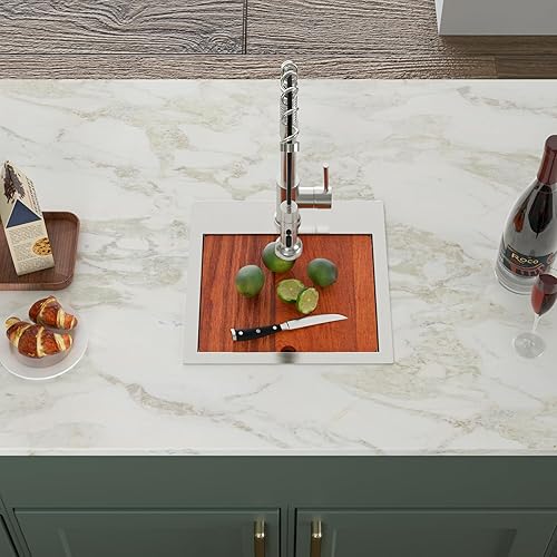 Vista 92 de Logmey Fregadero de cocina negro de 33 x 22 pulgadas, estación de trabajo SUS304, calibre 16, acero inoxidable, cuenco individual, montaje superior