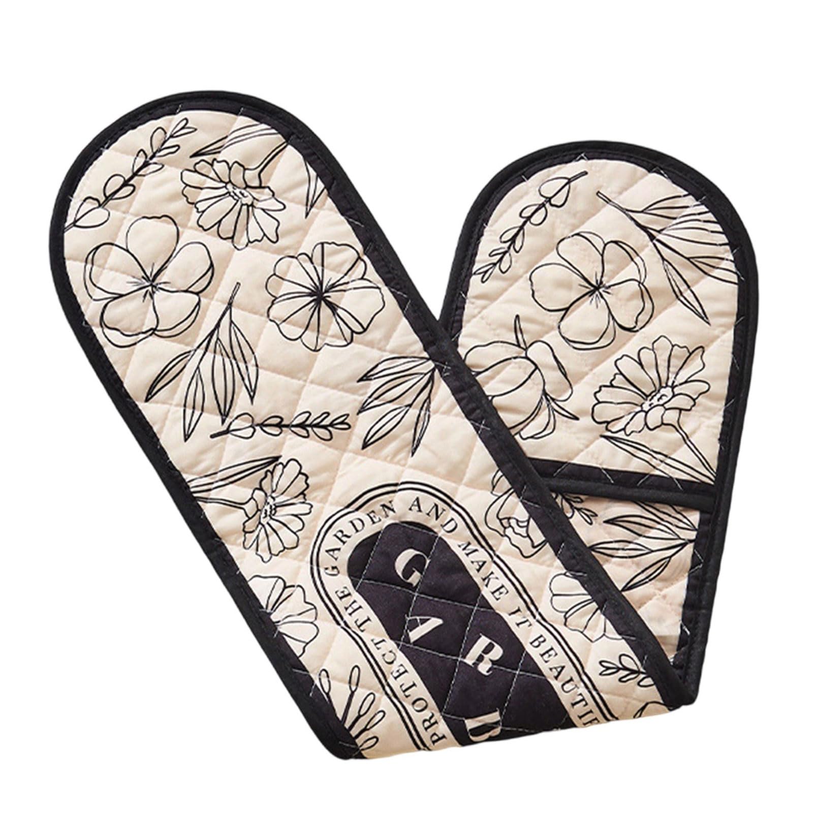 Oven Gloves with Fingers,Silicone Oven,Kitchen Storage & Organisation,Home and Kitchen Accessories,Textured Never Slip Baking Heatproof Mittens with Full Arm Security for Cooking