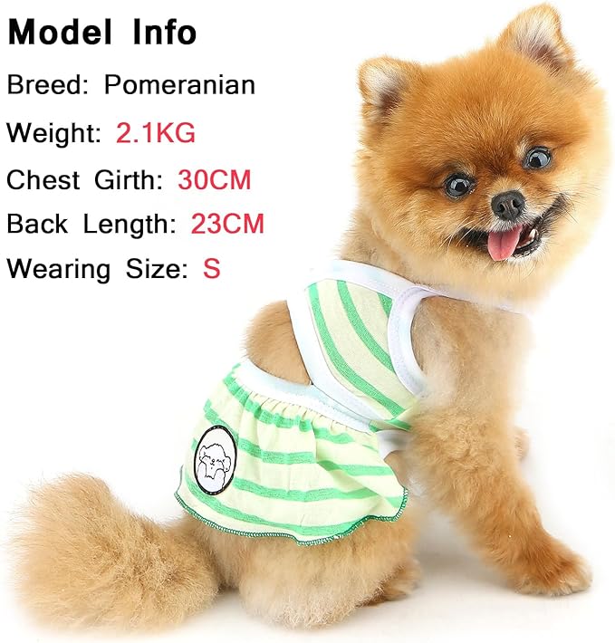Vestido Bikini de Rayas para Perro Pequeño, Verde, Talla XL miniatura 3