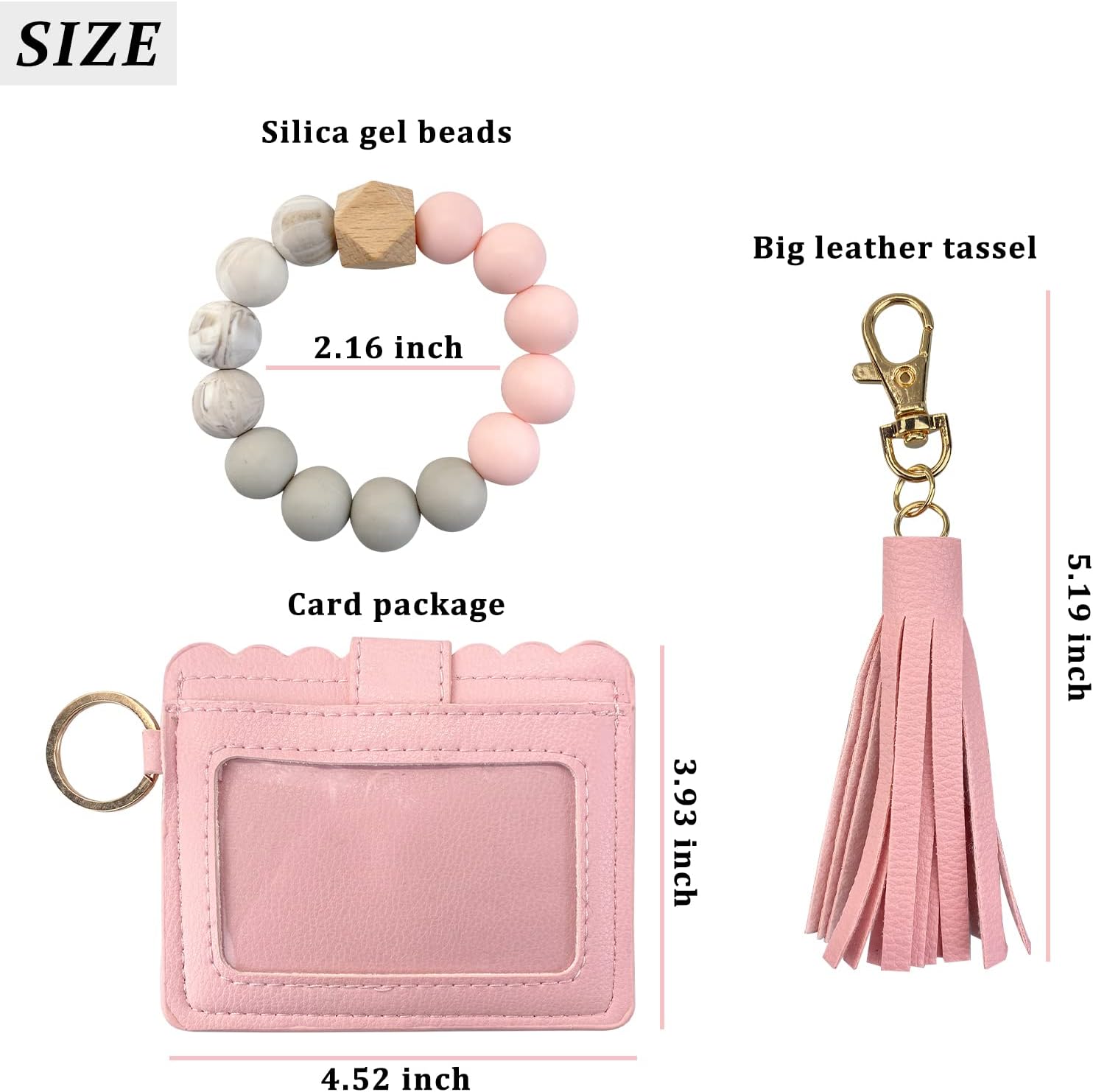 Andiker Key Ring Bracelet Wristlet Keychain with Card Wallet, Silicone Beaded Wristlet Wallets for Women Gift for Mama image 4