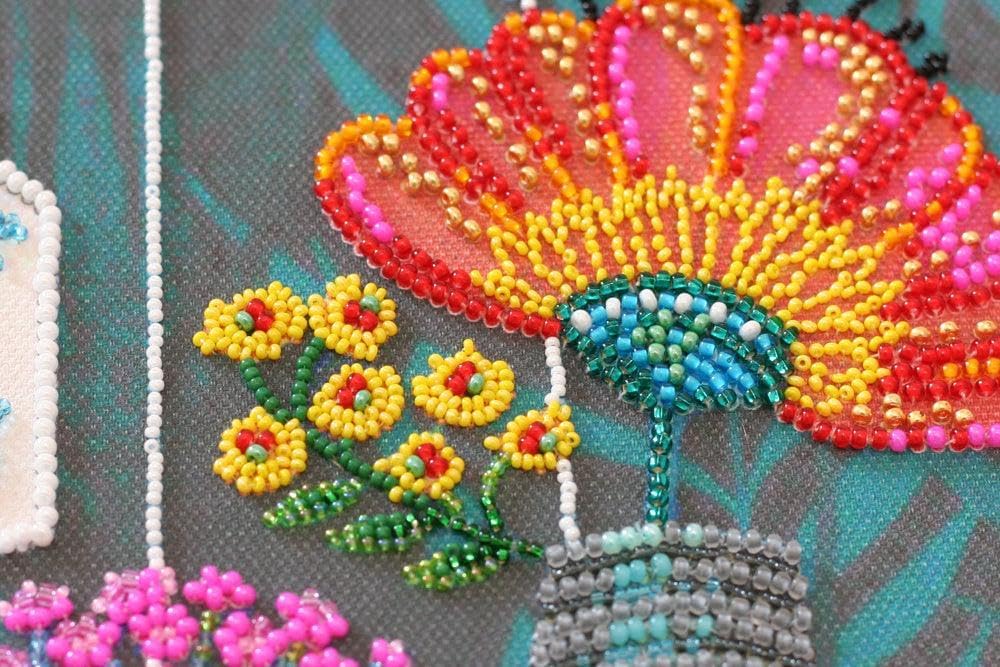 Wizardi Bead Embroidery Kit Decoration - Festive Snake. Colorful Beads, Beading Needles. DIY Kit. Embroidery for Beginners. Home Decor. ABT-028 Abris Art