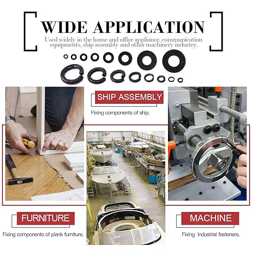 Miniatura 6 de Hilitchi Juego surtido de 640 piezas 8 tamaños de acero aleado de arandela plana y arandela de bloqueo - Tamaño incluido M2 M2.5 M3 M4 M5 M6 M8 M10