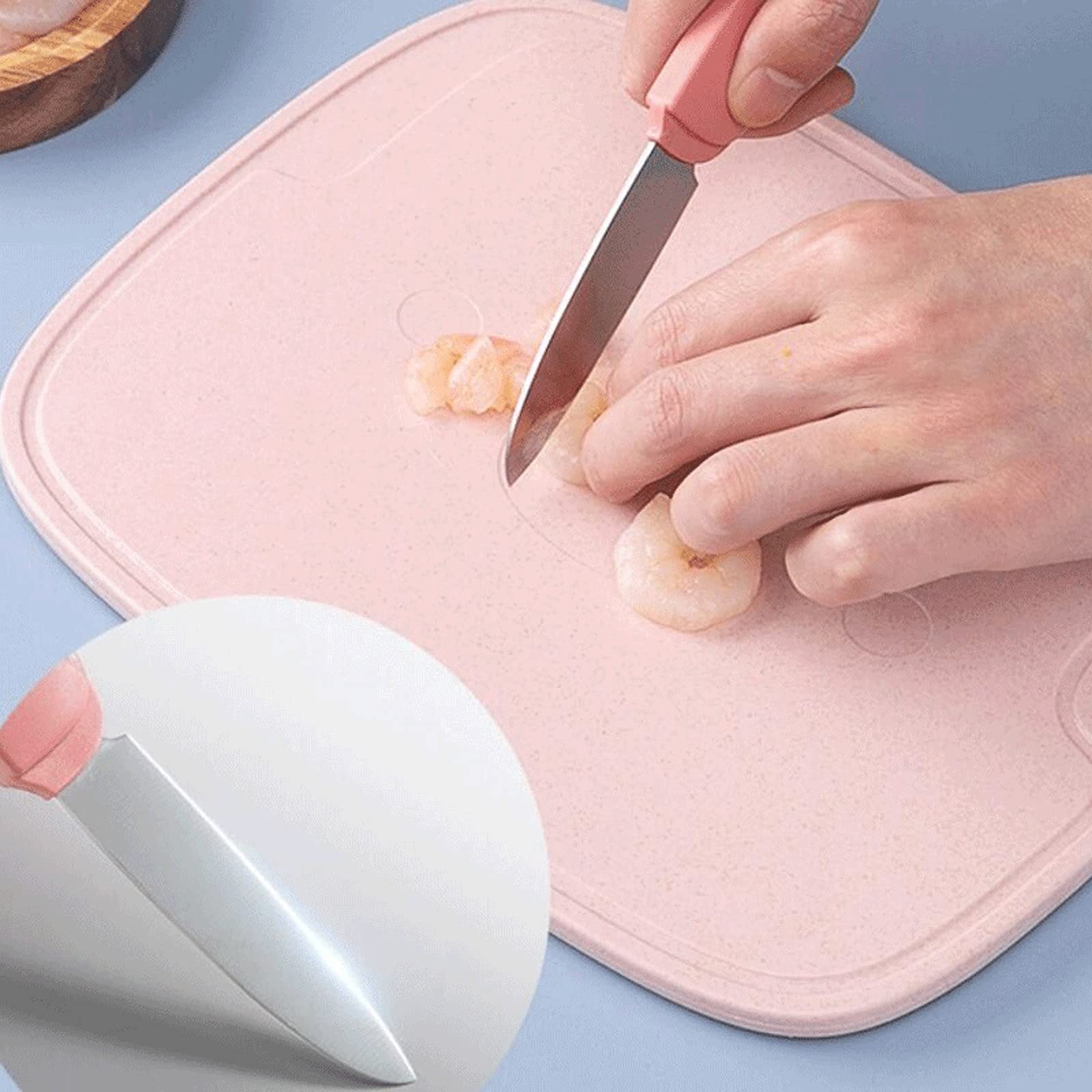 Tabla de cortar de plástico para cocina, sin BPA, antideslizante, ranuras para jugos y tablas de cortar no porosas, fácil de limpiar (26 x 20 cm)
