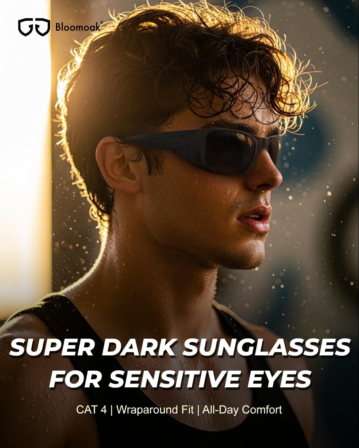 Bloomoak CAT 4 Super Dark Sunglasses | UV 400 | For Photophobia & Eye OPS & Light Sensitivity | Wraparound with Side Protection for Men & Women - Image 2