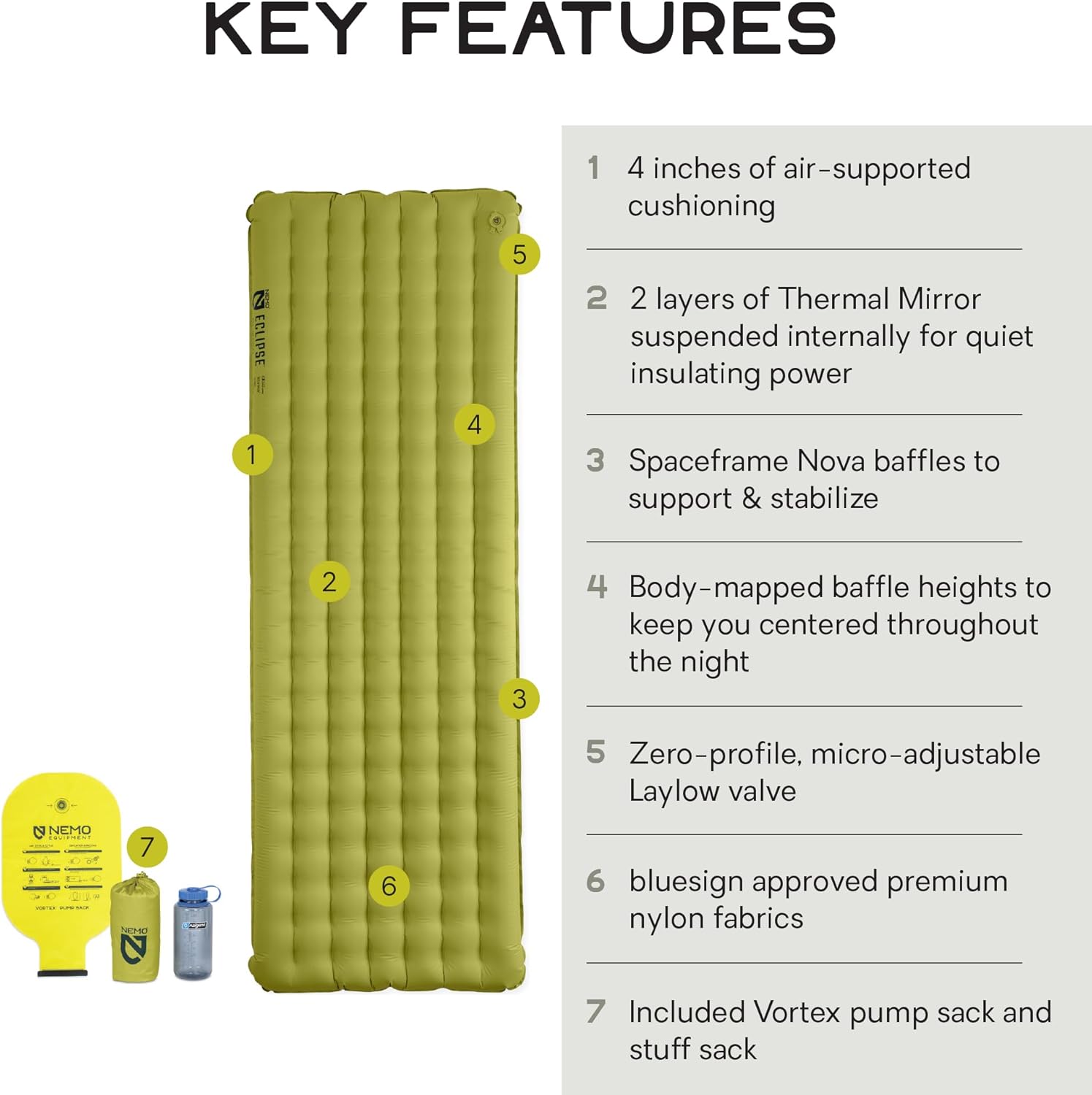 Nemo Equipment Eclipse All-Season Lightweight Insulated Sleeping Pad - Birch Bud/Stormy Night - Long Wide (76"x25")