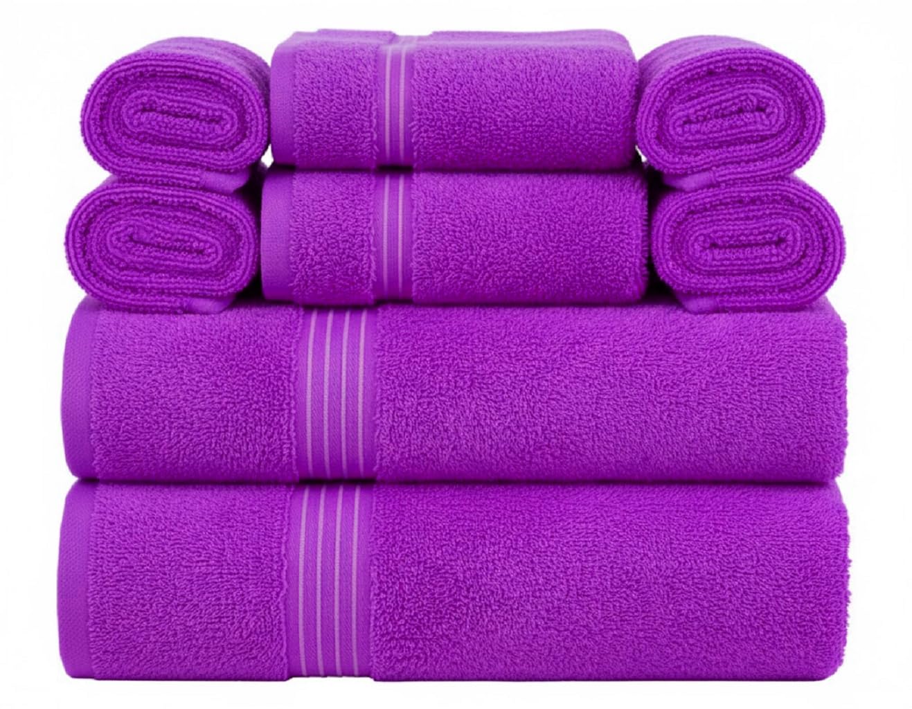 Premium 8-Piece Towel Bale Set – Plush, 100% Egyptian Cotton Bath Towels, Hand Towels & Washcloths – Extra Absorbent Luxury Hotel Quality Bathroom Pack (Purple)