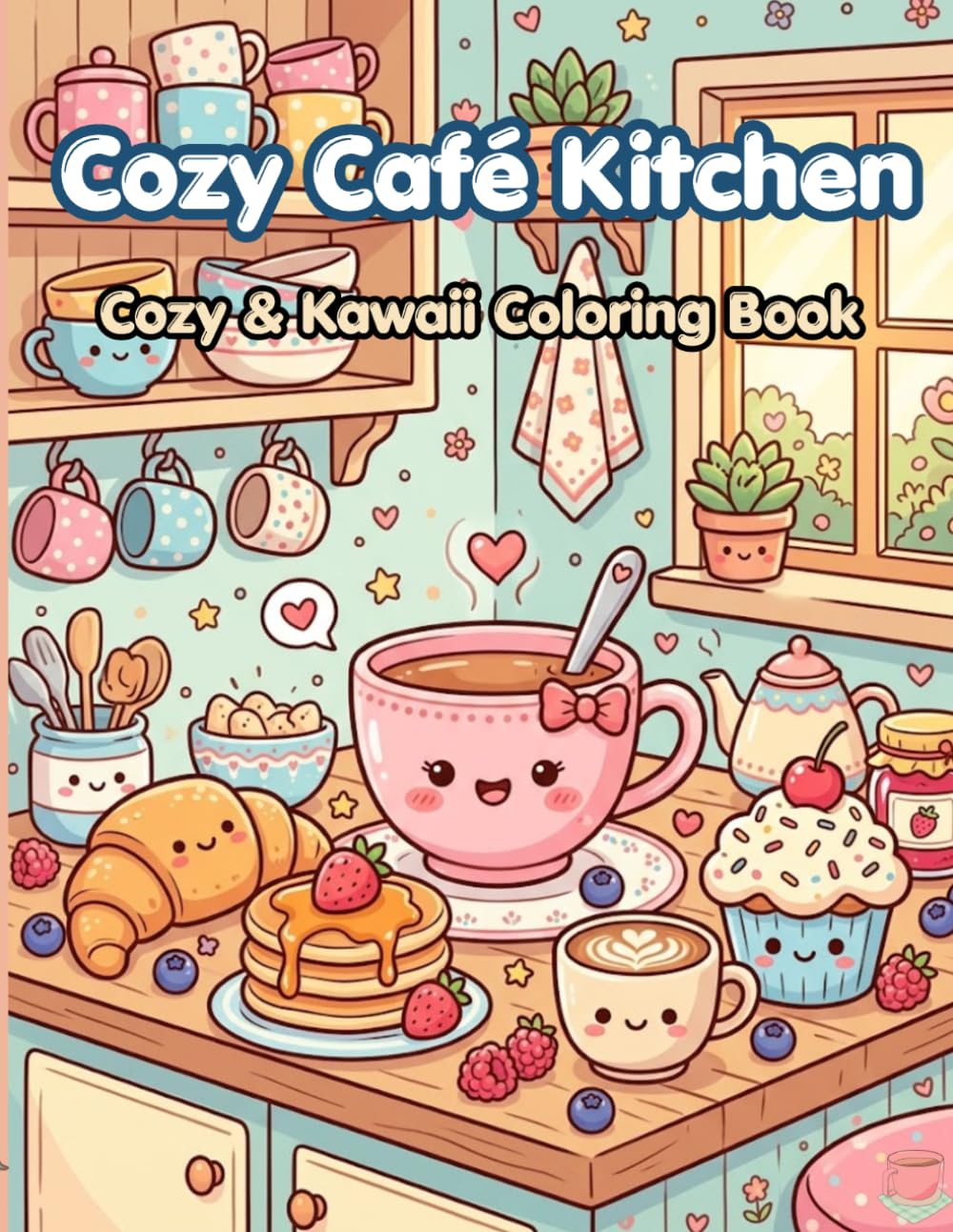 Cozy Café Kitchen: A Cute and Kawaii Coloring Book of Cozy Cafés, Sweet Treats, and Happy Home Scenes for Relaxation