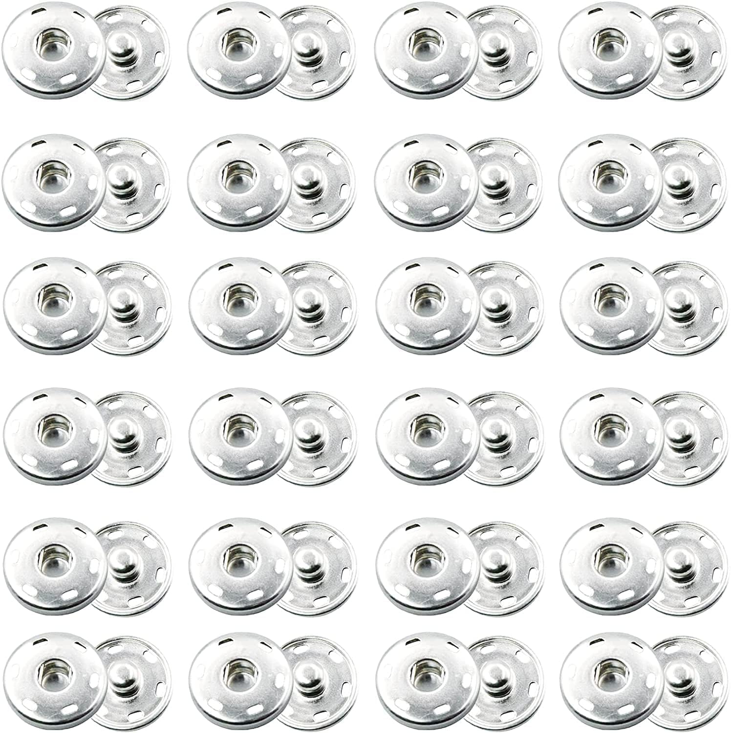 On Blow (Pack of 80) Sew-on Snap Buttons Metal Rust Proof Snap Fastener Buttons Press Button for Sewing Clothing (Size 1) 8 mm