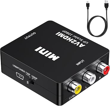 RCA to HDMI, AV to HDMI Converter, 1080P Mini RCA Composite Video Audio Converter Adapter Supporting for TV/PC/PS3/Xbox VHS/VCR/Blue-Ray DVD Players