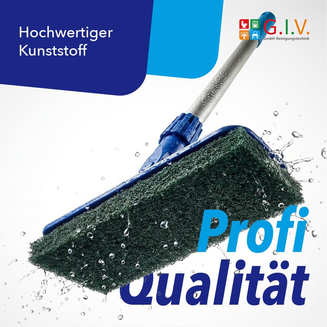 G.I.V. Handpadhalter mit Gelenk inkl. Alustiel 140 cm + Handpads - Reinigungszubehör für manuelle Grundreinigung - für Rand-, Ecken- und Kantenreinigung - Geeignet für alle Boden- und Oberflächen