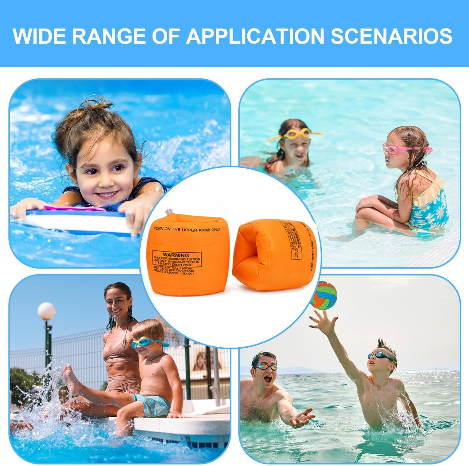 Braccioli Bambini 1-6 Anni – Aiuto per il Nuoto – Gonfiabili Rotondi Sicuri e Comodi per Piscina e Nuoto, Adatti a Bambini 6-30 kg(Arancione))