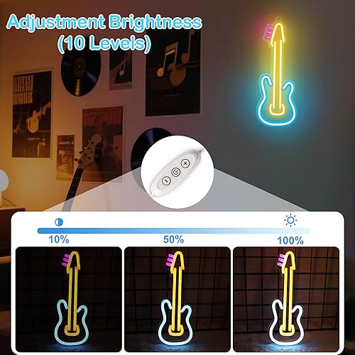 Miniatura 3 de Attivolife Letrero de neón de guitarra, lámpara LED de neón acrílica con USB para amantes de la música, decoración de bar, estudio de música, mejor