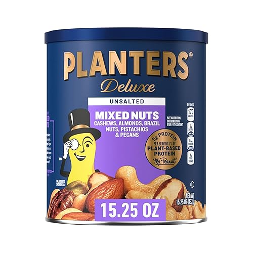 PLANTERS Nueces mixtas sin sal de lujo de 1525 onzas Recipiente resellable  Variedad de nueces sin sal con anacardos almendras avellanas pistachos y