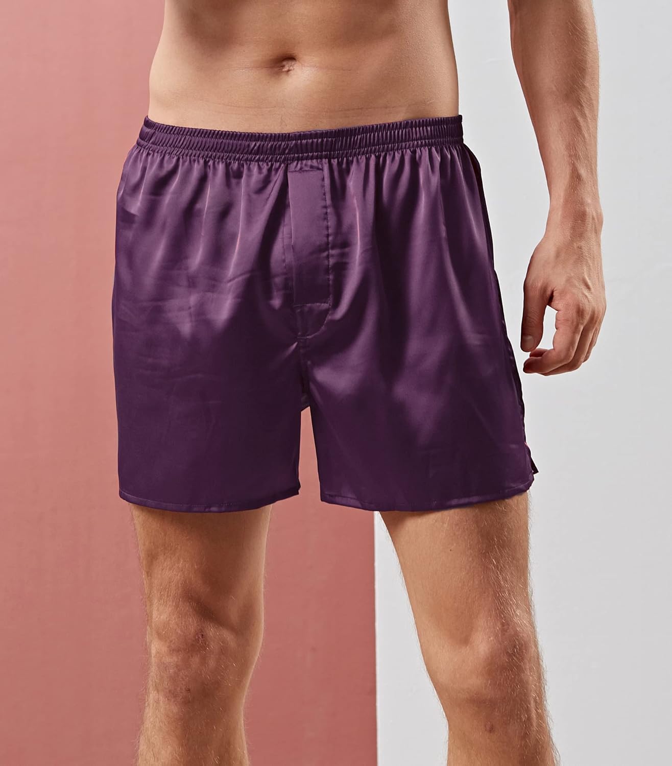 Men's Satin Boxers Shorts Silk Sleep Pajama Bottom Silk Boxers Comfortable Lounge Underwear with Button Fly - Image 2