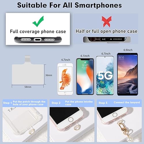 Miniatura 8 de Homvog Correa universal para teléfono celular, correa cruzada para el cuello, con 2 lengüetas de sujeción, 1 correa de muñeca, cadena cruzada para