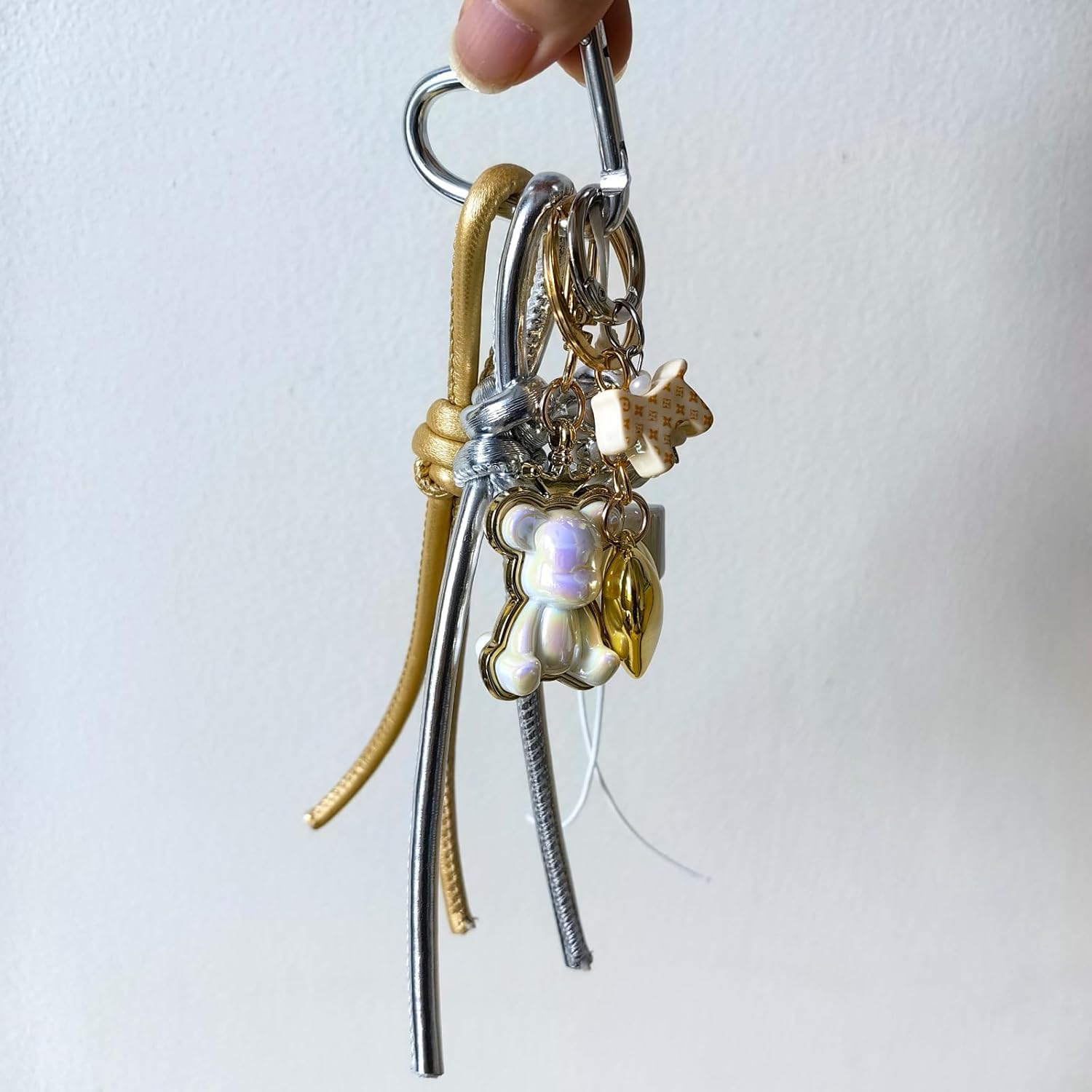 7-in-1 Luxury Bag Charm Set with Gold-Trimmed Bear,Hearts & Flower,Equestrian Pony for Designer Tote Purse & Keychains - Image 5