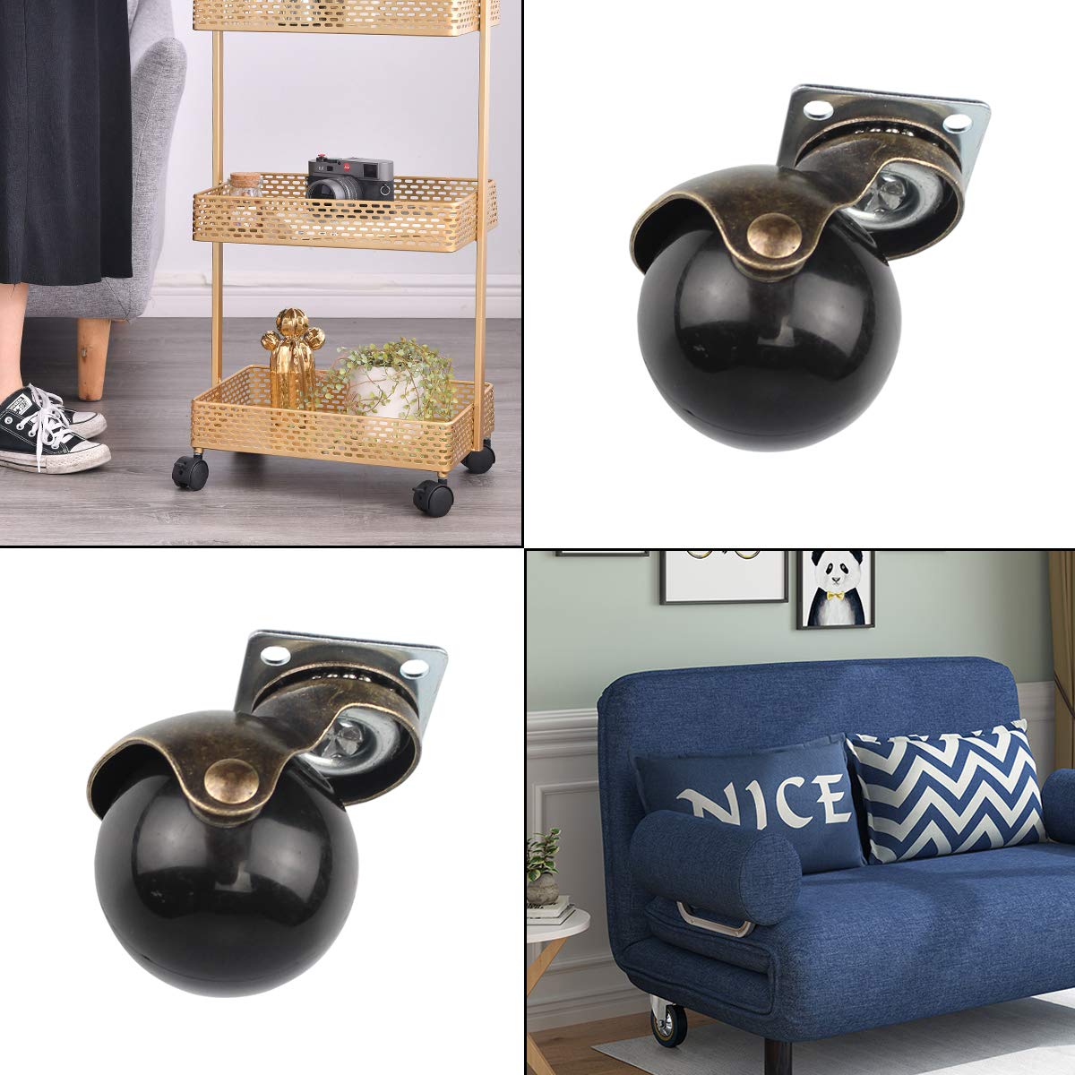 Best Deal Product 4 PCS Ball Caster Heavy Duty Plate Swivel Wheel 2 Inch Vintage Plates Caster with 16 Screws Antique Smooth Caster Wheel for Chairs Sofa Table Leg (Plate casters Without Brake Lock) Super Deal Product 4 PCS Ball Caster Heavy Duty Plate Swivel Wheel 2 Inch Vintage Plates Caster with 16 Screws Antique Smooth Caster Wheel for Chairs Sofa Table Leg (Plate casters Without Brake Lock)