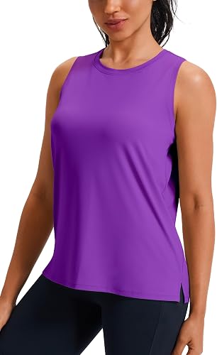 Ice Silk Workout Tops Sleeveless Athletic Tank Loose Fit UPF 50+ | Lightweight, Breathable, Not See-Through, Premium Drape Doesn't Cling, Versatile for Casual, Side Slits, Easy to Wash - 70% off