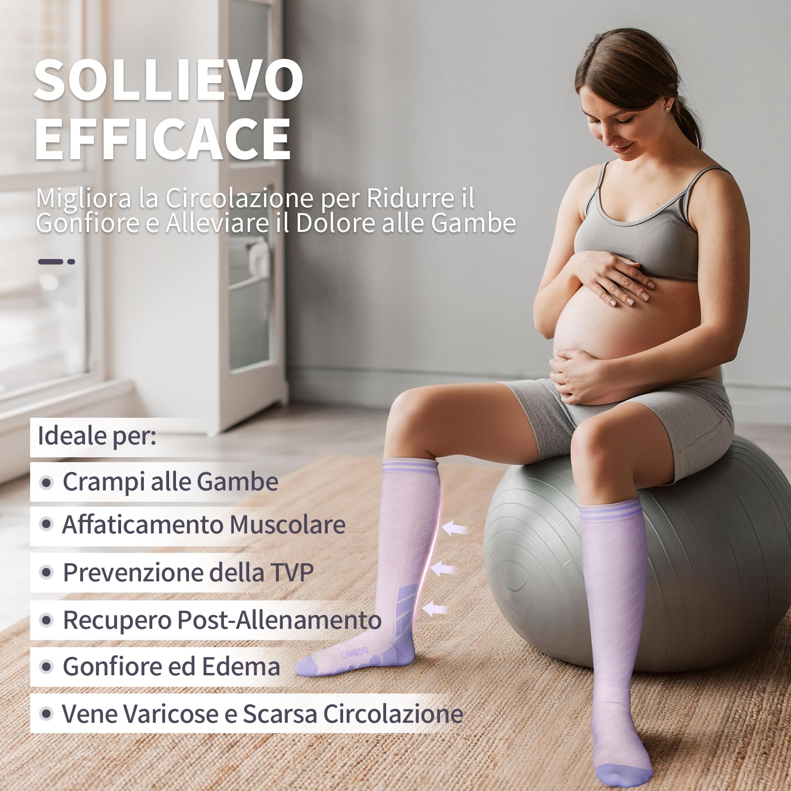 CAMBIVO Calze Compressione Graduata Donna Uomo 3 Paia, Calze a Compressione Graduata 20-30mmHg, Calze Antitrombo Elastiche a Compressione, Gambaletti Calzini per Sportive, Vene Varicose, Aereo, Corsa
