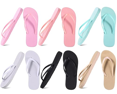 Xuhal 6 Pcs Women Girls Slim Flip Flops Colored Summer