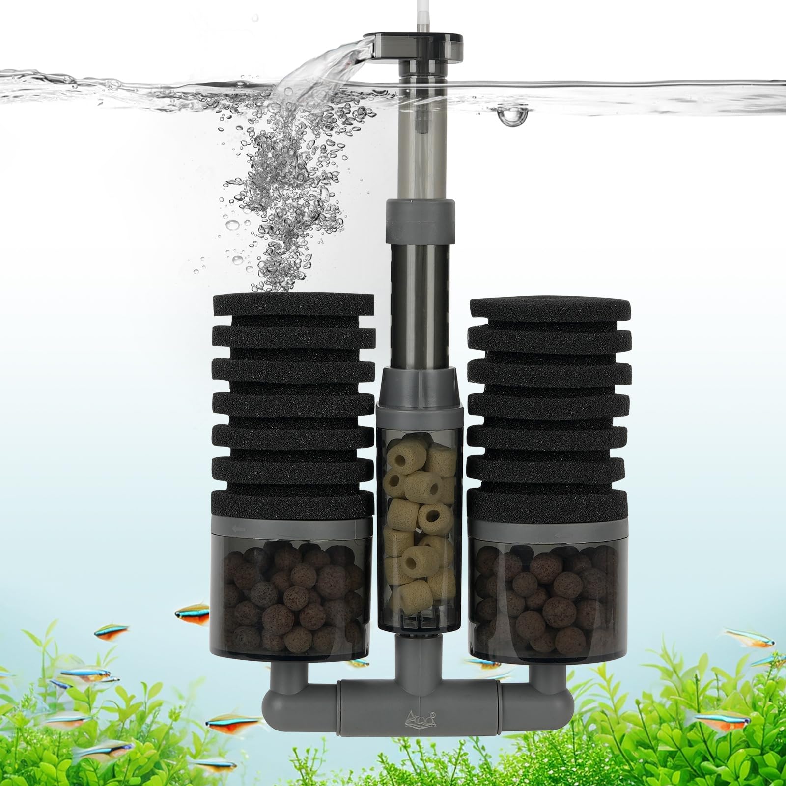 高性能ろ材2段付き　大型水槽用フィルター　沈殿物理生物一体型オーバーフロー濾過槽 濾過器 ろ過 沈殿層 蓋あり 濾過装置 濾過外部式濾過層 ウィスト濾過 フィルター・ポンプ・ろ材