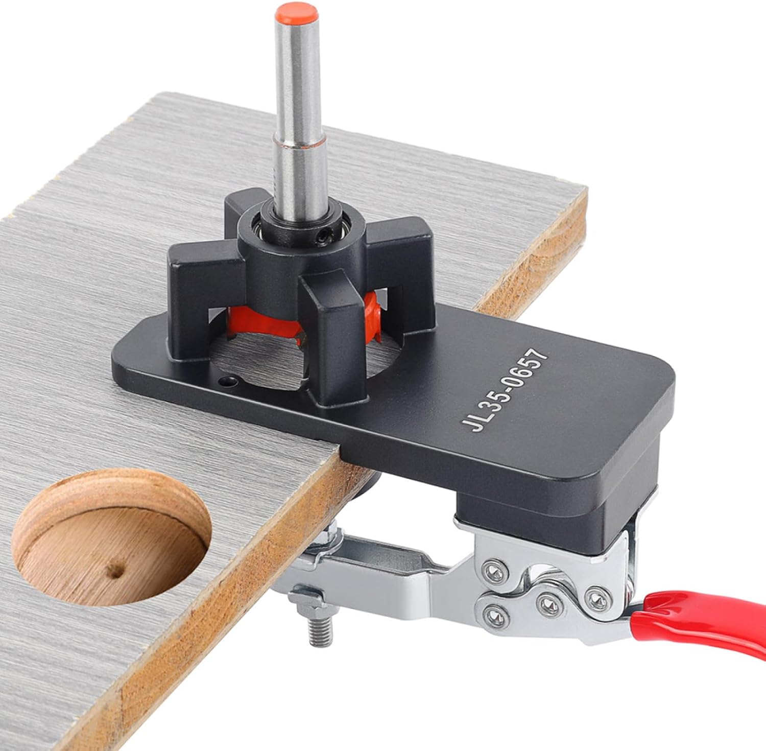 Aluminum Alloy Concealed Hinge Jig with Quick Clamp, 35 mm Hole Opener Adjustable Cabinet Hinge Plate Template Drill Jig for Fast Cabinet Hinge and Hinge Plate Mounting