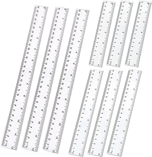 9pcs Plastic Ruler Set 15cm 20cm 30cm Clear Long Ruler Transparent Straight Rulers Multipack School Measuring Metric Rulers for Student Office