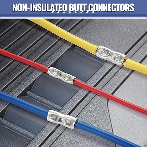 Miniatura 6 de Kit de conectores a tope no aislados, conectores Sopoby de empalme a tope, conectores de alambre sin aislamiento de calibre 24-8 de cobre rojo