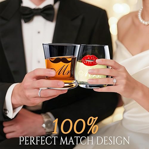 Miniatura 2 de LIGHTEN LIFE Regalos de compromiso de boda para parejas, delantal y juego de copas de whisky de vino, regalo de despedida de soltera para novia y