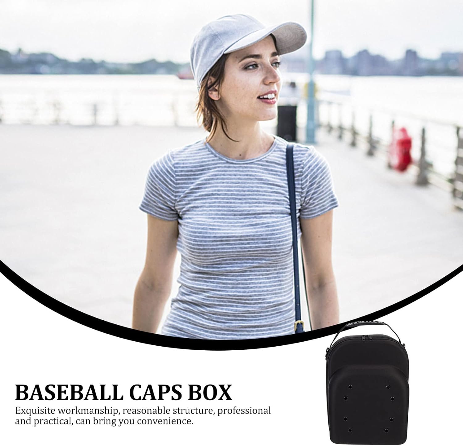 Ipetboom Hard EVA Travel Hat Case for Baseball Caps with Handle Black