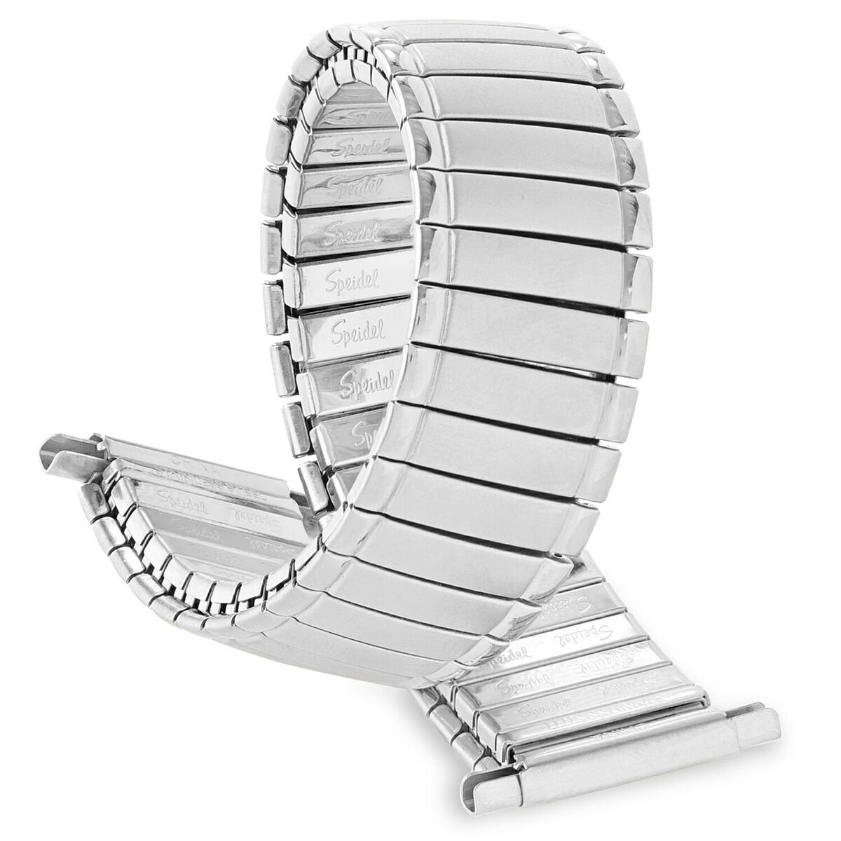 SpeidelMen’s Stainless Steel Comfortable Stretch Watch Band, Gold or Silver Tone Replacement Strap, 18-21mm, Straight End with Extra Tapered End- No Clasp