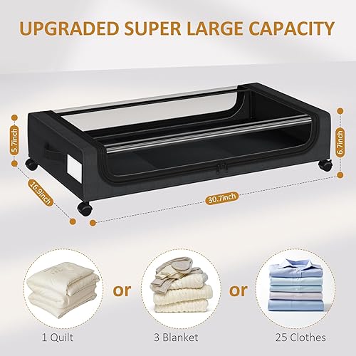 Miniatura 2 de Contenedores de almacenamiento debajo de la cama con ruedas, almacenamiento de zapatos debajo de la cama, organización de almacenamiento plegable