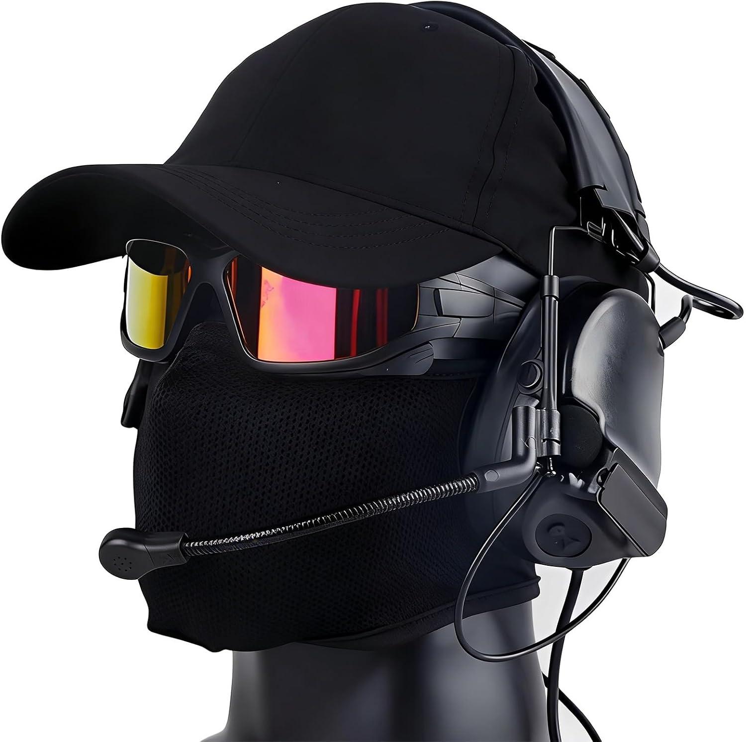 Tactical Headset & Baseball Cap Set with Goggles & Face Shield - All-in-One Gear for Airsoft Shooting, Hunting, WarGame & Cosplay Training
