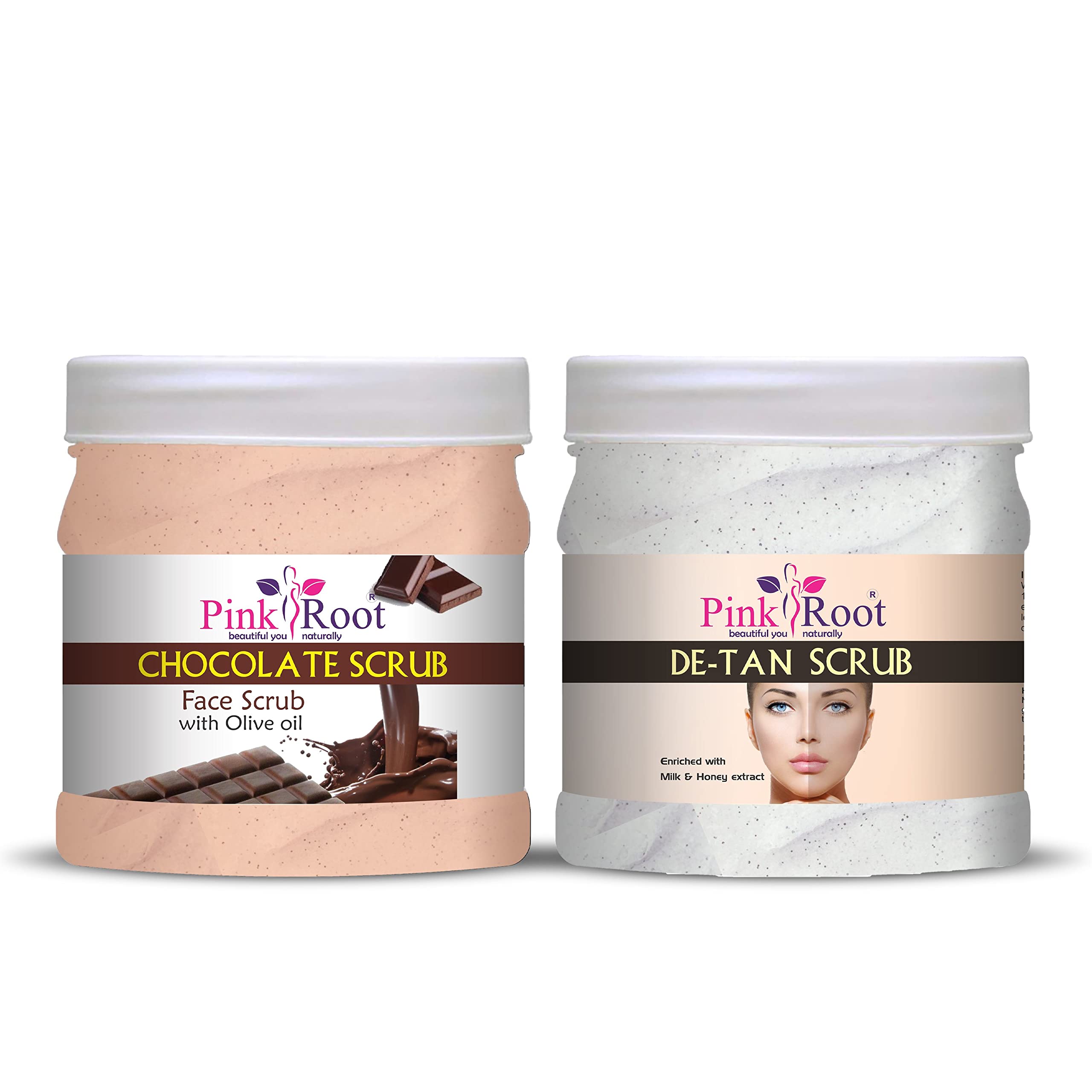 Pink Root Chocolate Scrub 500gm with De-Tan Scrub 500gm-image-29