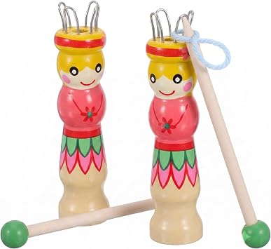 ARTIBETTER 2 Sets Wooden Knitting Tools with DIY Hand-Painted Pattern French Knitter Spool and Point Needle for Kids Craft Practice and Hand Tool for Knitting Crochet Projects
