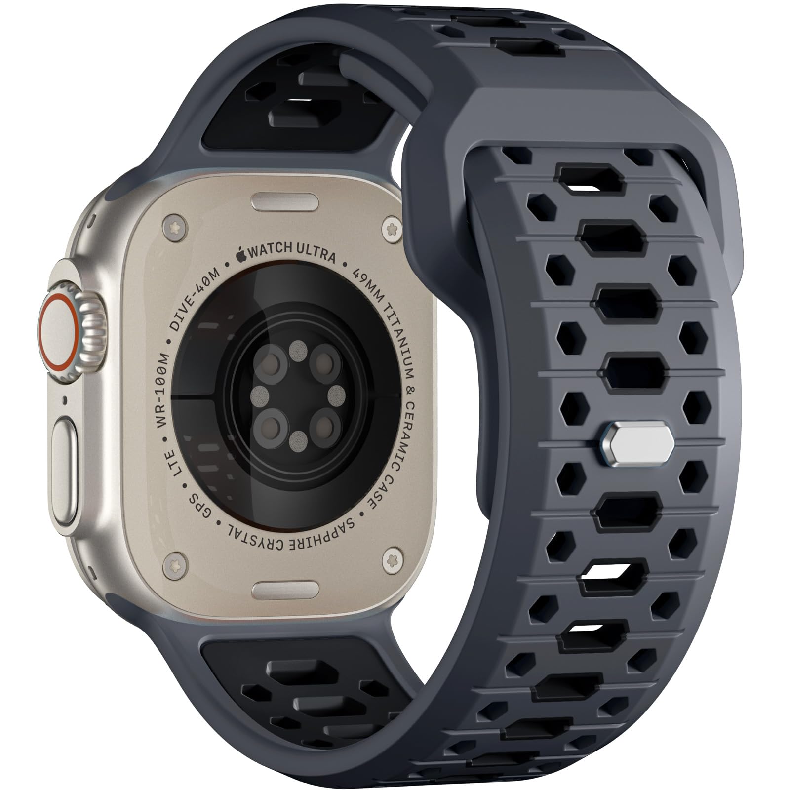 Maledan Compatible with Apple Watch Ultra 2 & Ultra 3 Band 49mm for Men, iWatch Bands Series 10 46mm, 45mm Series 9 8 7 SE 44mm Series 6 5 4 42mm Series 3, Silicone Sport Strap for Apple Watch Ultra Accessories Anthracite/ Black 44mm/45mm/46mm/49mm/42mm(Series 3 2 1)