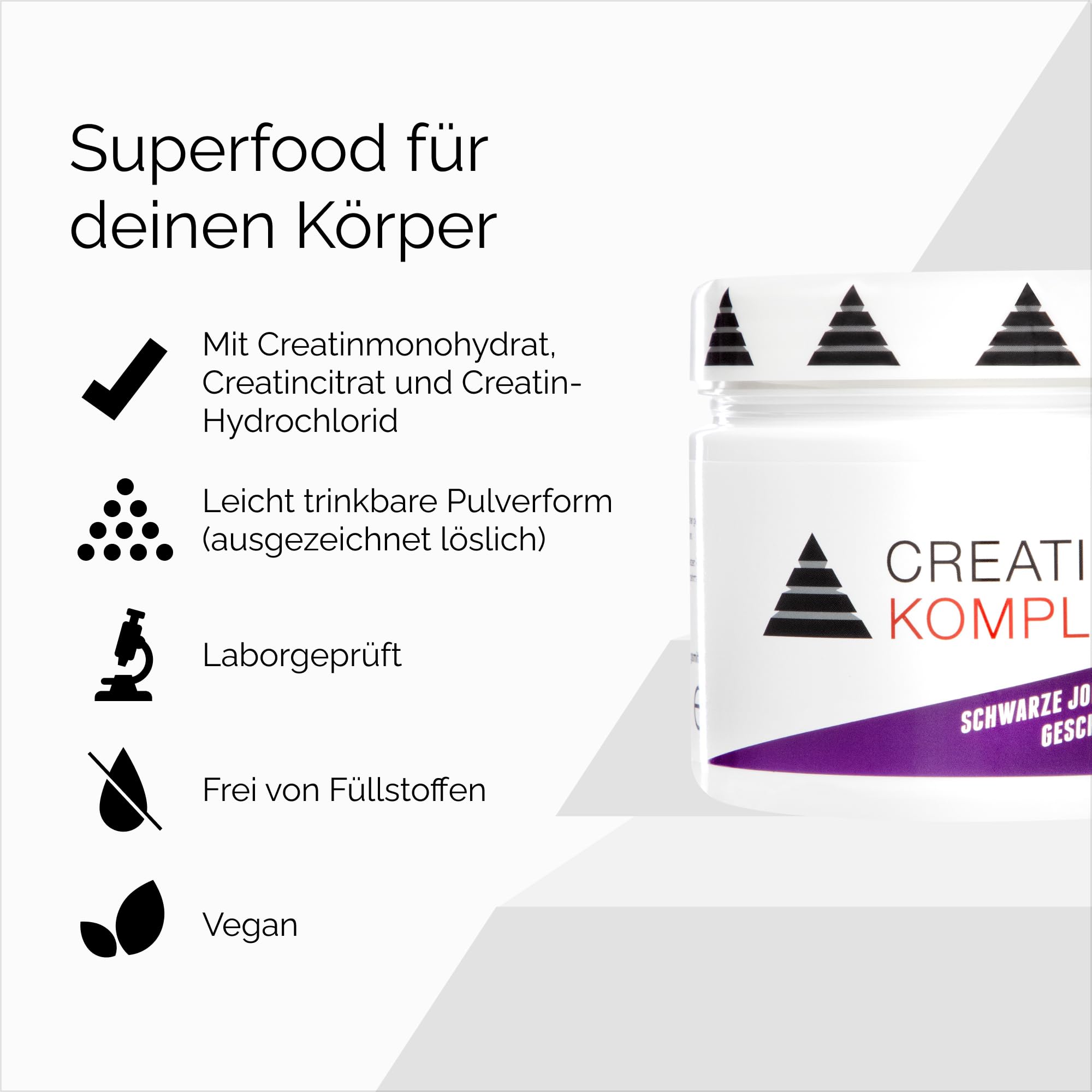 YPSI Creatin Komplex - Dreifach Kreatin Komplex mit Kreatin Monohydrat, Kreatincitrat und Kreatin-Hydrochlorid - Vegan - Pulver - Schwarze Johannisbeere-Geschmack - 240 g (40 Portionen)