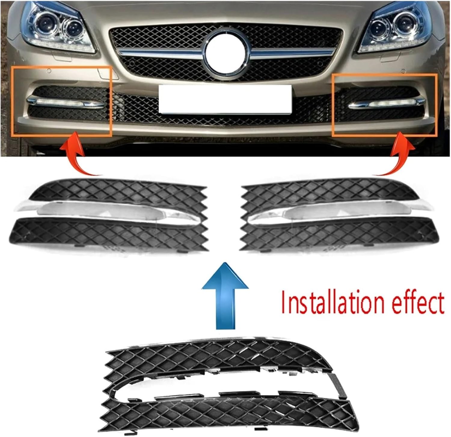 Right Front Bumper Fog Light Bezel Grille Driving Light Cover Grille