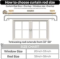 Vista 8 de Barras de cortina dobles, cortineros opacos envolventes para ventanas de 32 a 58 pulgadas, barra de cortina de oscurecimiento de habitación de 6/8