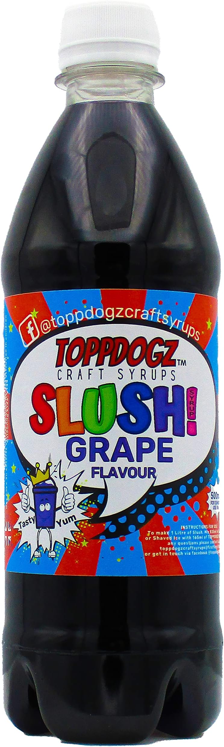 TOPPDOGZ Slush Syrup 1 x 500ml Grape Home Slushie Syrup