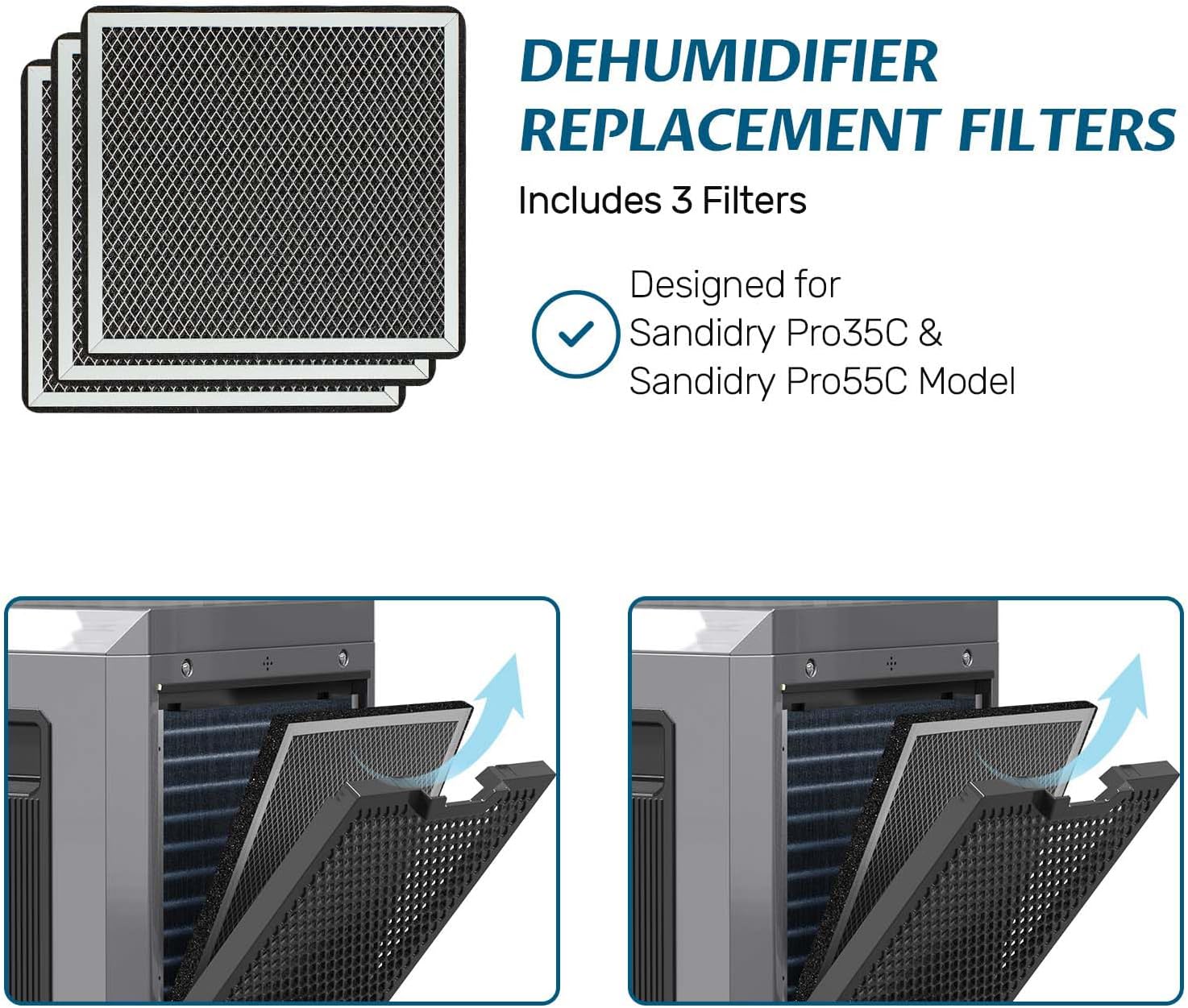 ARGENDON Filter Replacement, MERV-1 Filter Replacement Set for Commercial Dehumidifier Sandidry Pro35C&Sandidry Pro55C(3 Pack)