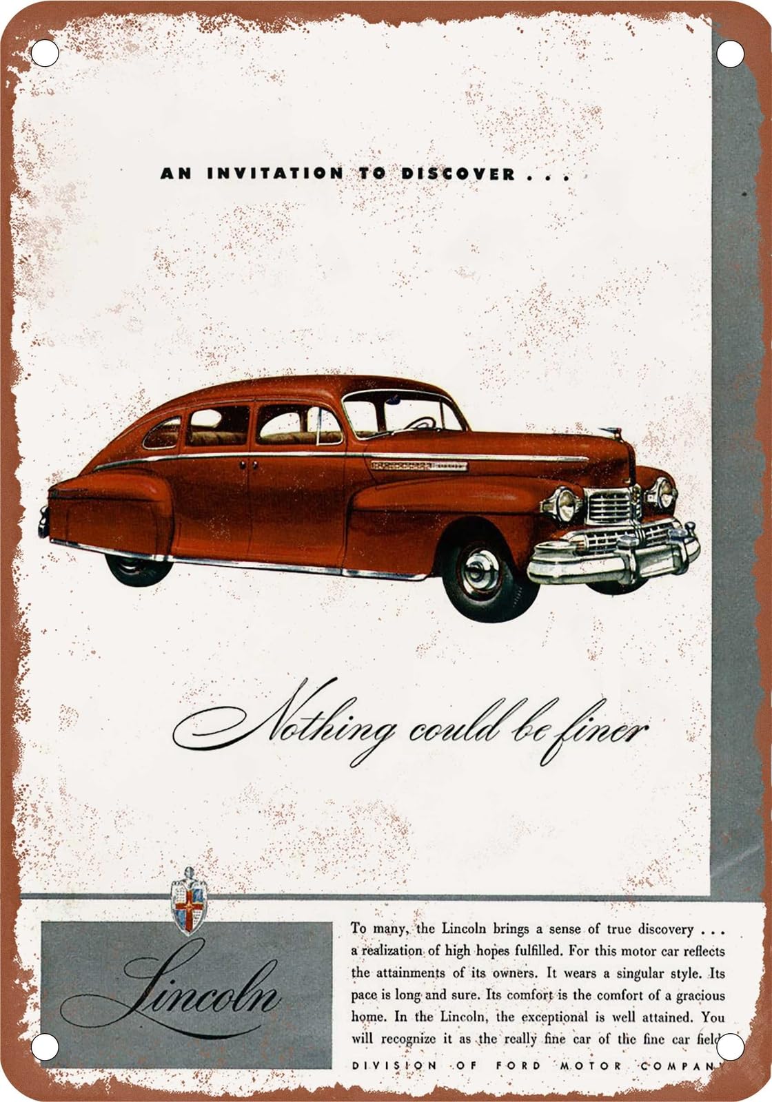 Miaomansenstore Metal Sign - 1947 Lincoln Vintage Ad 02 - Old Retro Rusty Look Home Decor