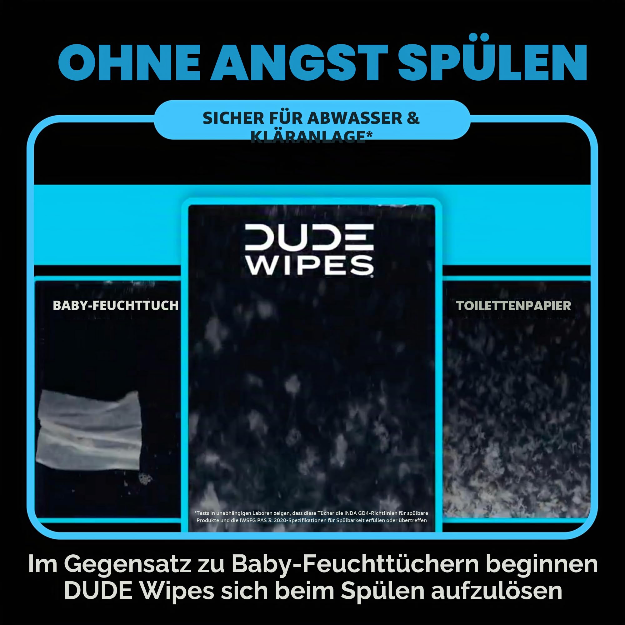 Dude Wipes Spender mit spülbaren Feuchttüchern (3 Packungen mit 48 Tüchern) geruchlose Feuchttücher mit Vitamin E und Aloe für den Heimgebrauch septisch und kanalisationssicher 48 Stück (3erPackung)