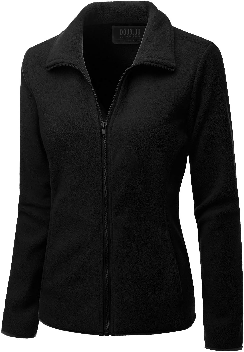 DOUBLJU Soft Polar Fleece Jacket Full Zip Long Sleeve with Side Pocket Casual Basic Lightweight Coat for Women with Plus Size - Image 2