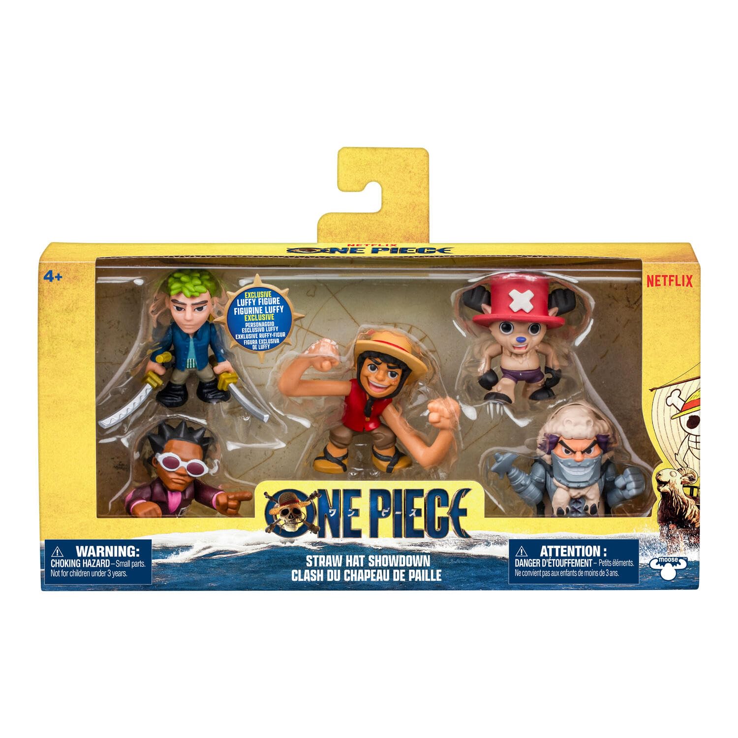 Coffret 5 Figurines Miniatures Affrontement One Piece – édition Live Action Netflix, 5 Personnages de 5 à 6,35 cm : Luffy, Zoro, Chopper, Mr. 5 et Wapol, Collectionne-Les Tous !