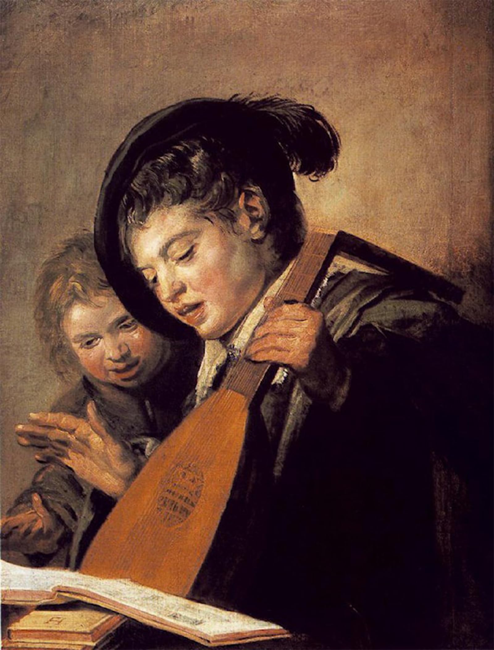 ARTXLXXBN Famous Painting Canvas Artwork Graffiti Print Two Boys Singing by Frans Hals Portrait Canvas Image for Home Decor 60x90cm